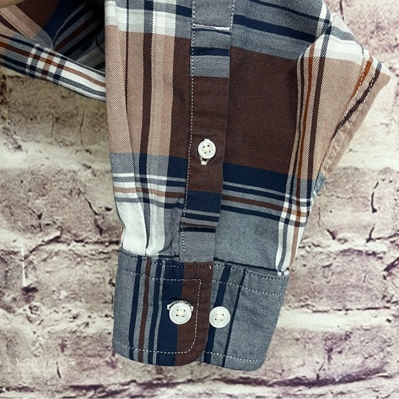 Express Soft Wash Blue Check Button Long Sleeve Shirt - Picture 6 of 10